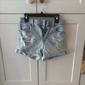 American Eagle Outfitters Light Blue Ripped Jean Shorts
